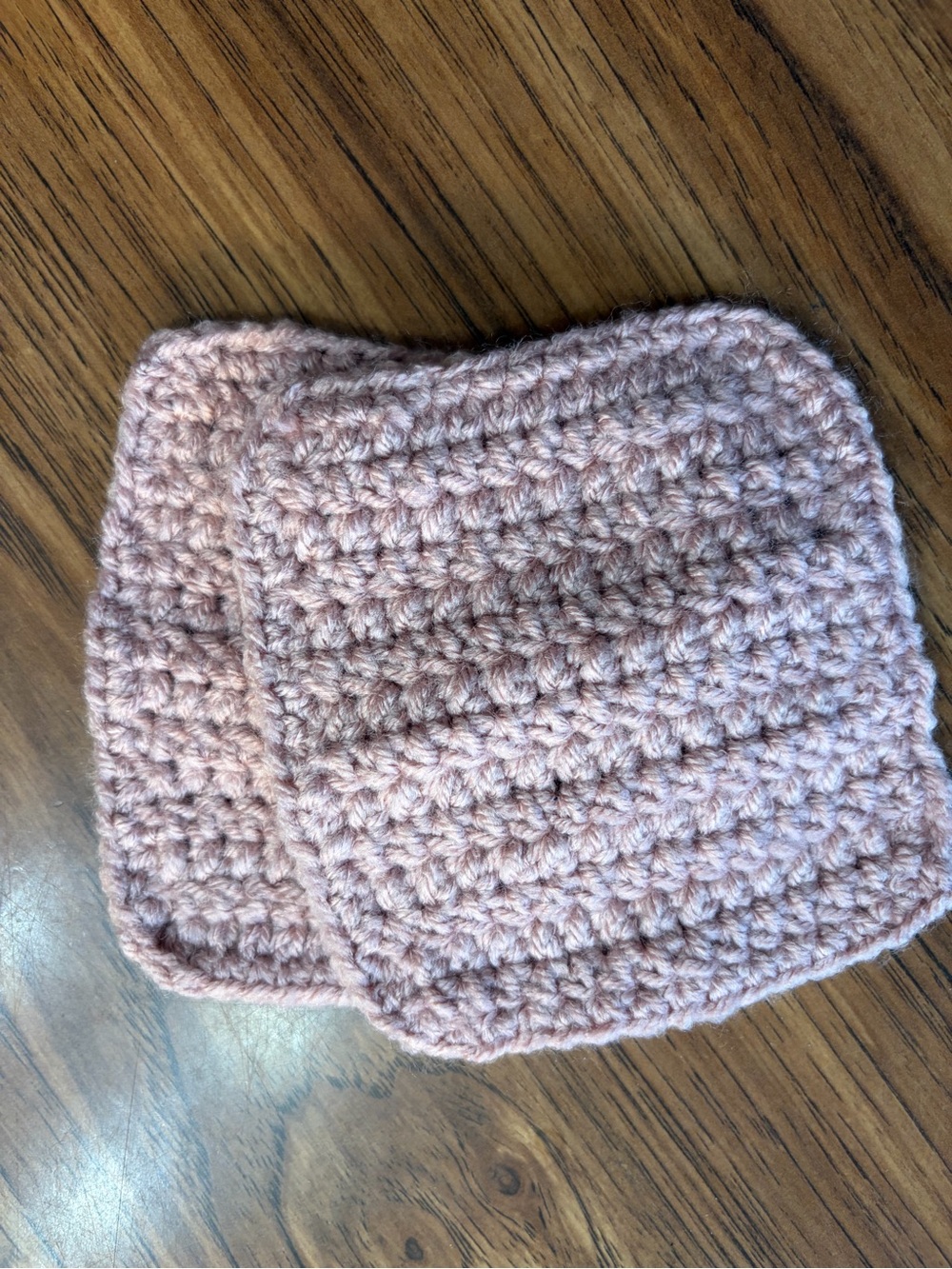 Handmade Crocheted Square Coasters in Soft Blush